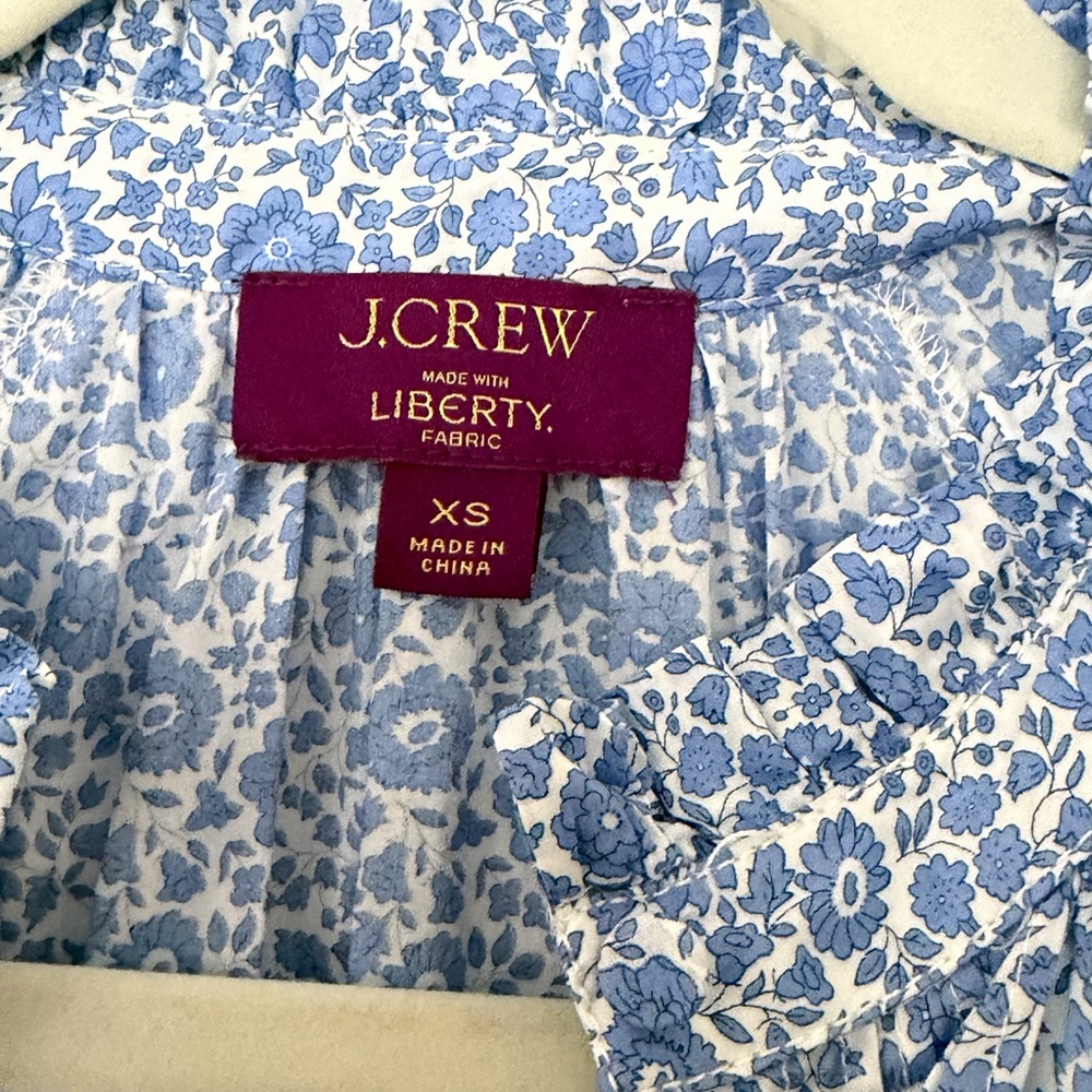 J.Crew Liberty Fabric Blue Floral Mini Dress XS - Picture 3 of 4